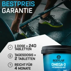 Omega 3 + D3 + K2 (Omega-3 Triglycerid + Vitamine) (240 Kapseln)