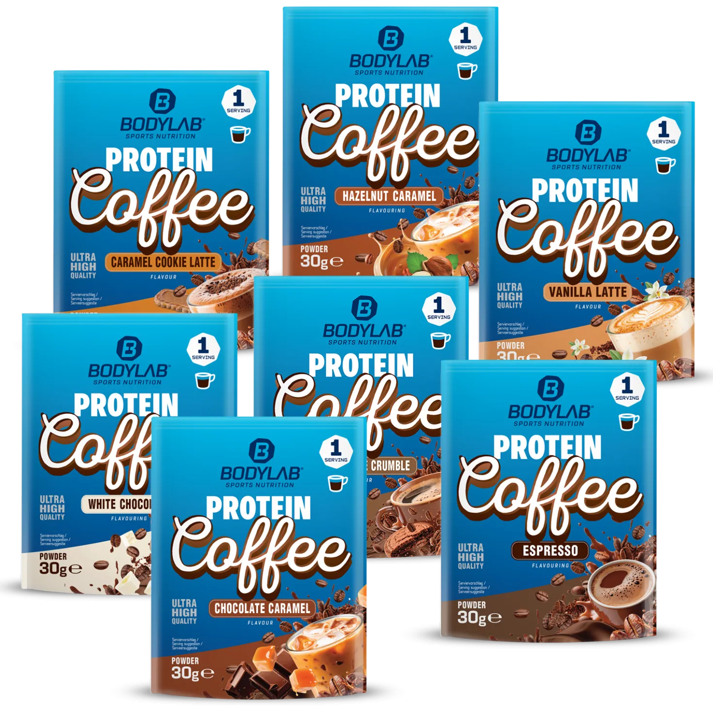 Protein Coffee Probierbox (8 Proben je 30g)