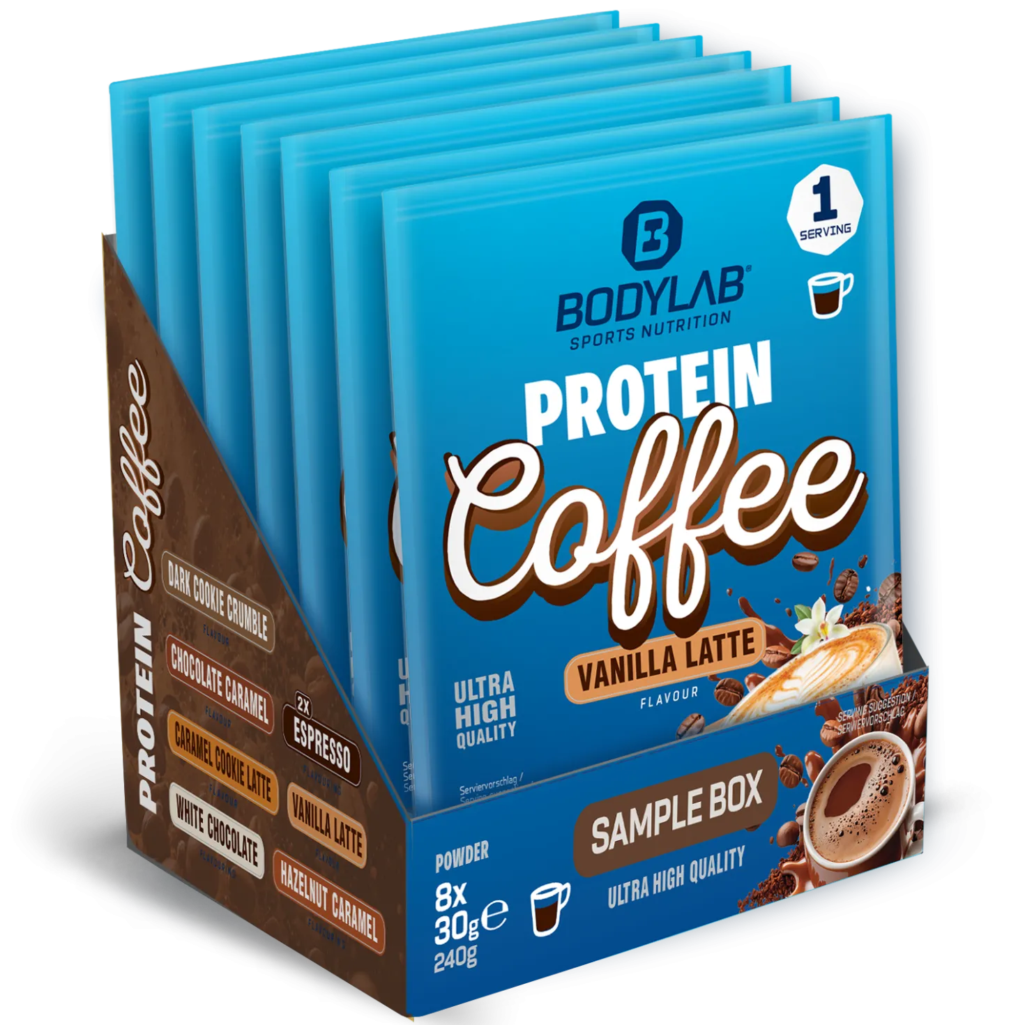 Protein Coffee Probierbox (8 Proben je 30g)