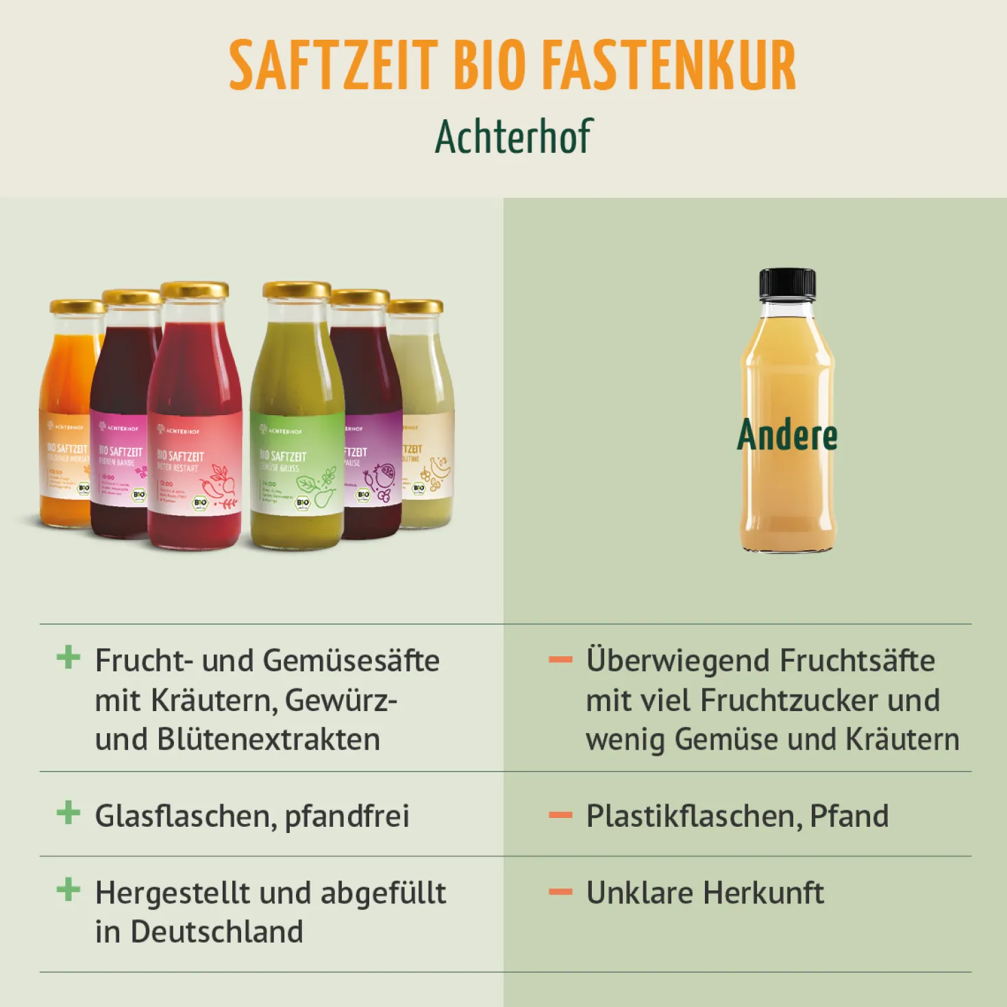 Saftzeit Bio Fastenkur 1-7 Tage (6 Flaschen pro Tag)