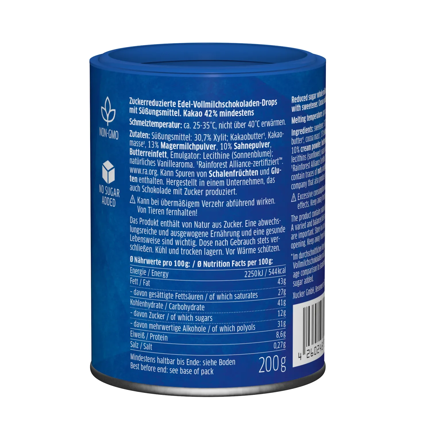 Schokodrops Vollmilch mit finnischem Xylit (200g)