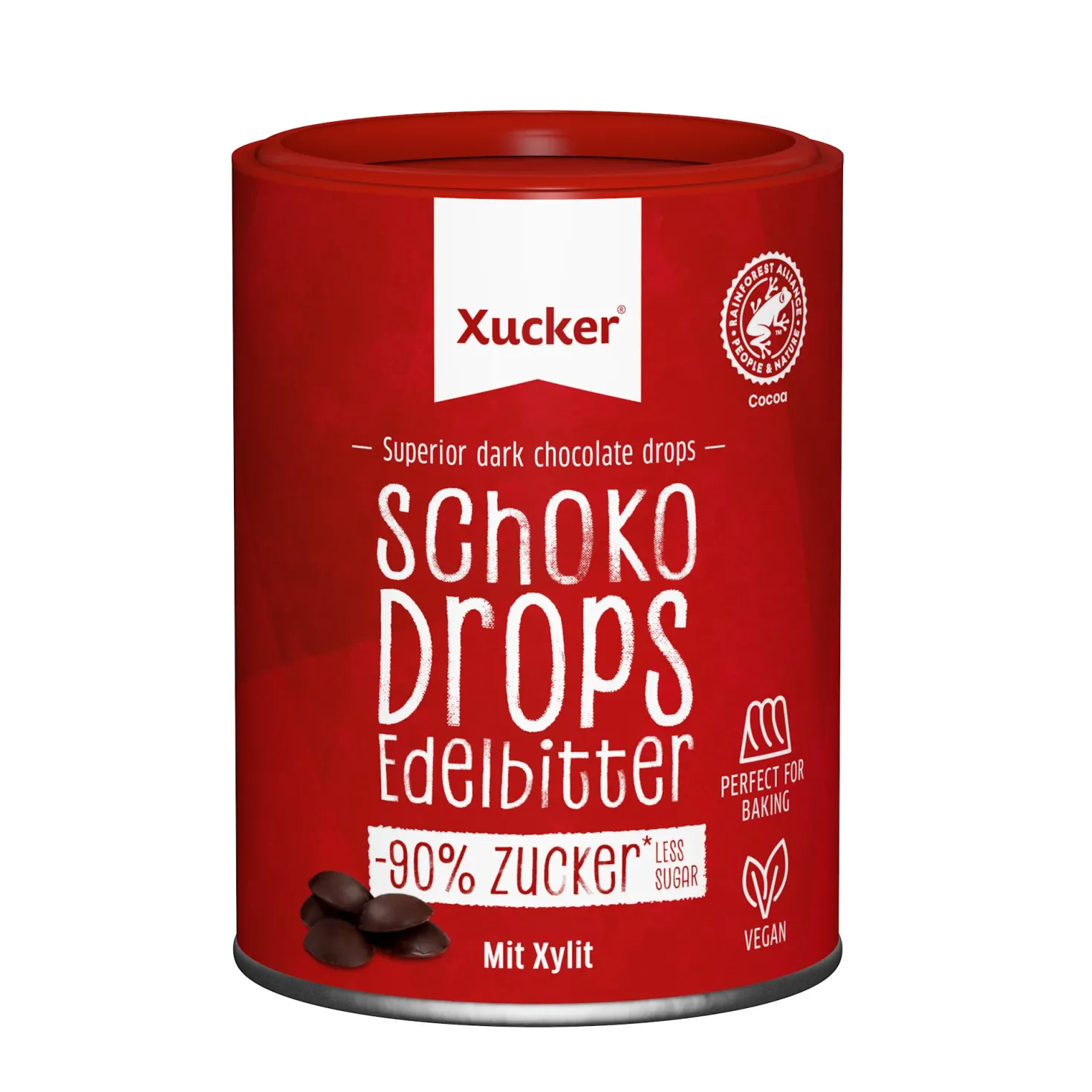 Vegane Schokodrops Edelbitter mit finnischem Xylit (200g)