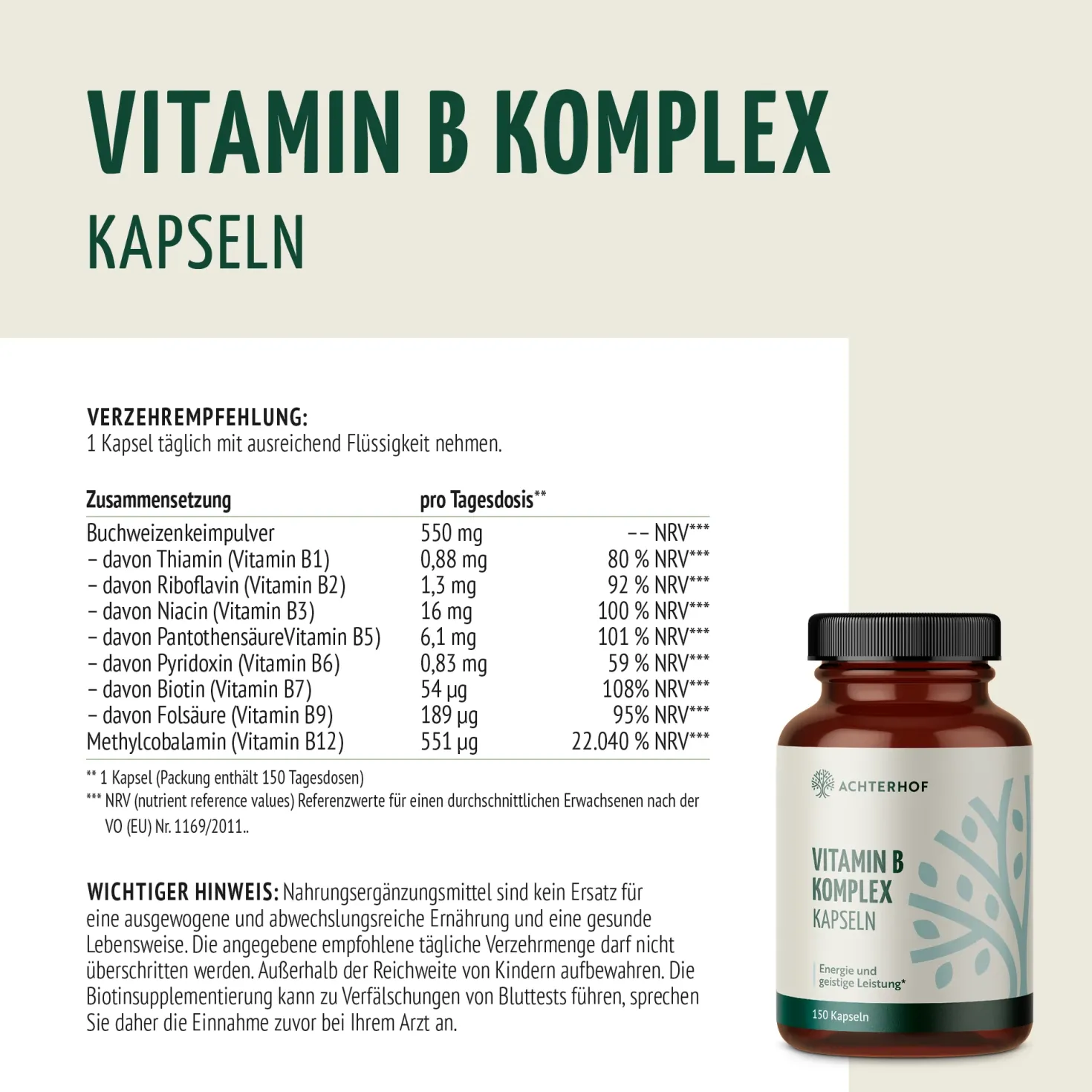 Vitamin B Komplex (150 Kapseln)