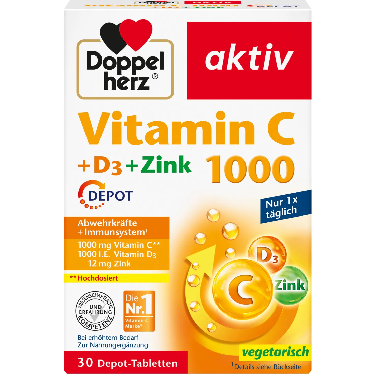 Vitamin C 1000 + D3 + Zink Depot (30 Tabletten)