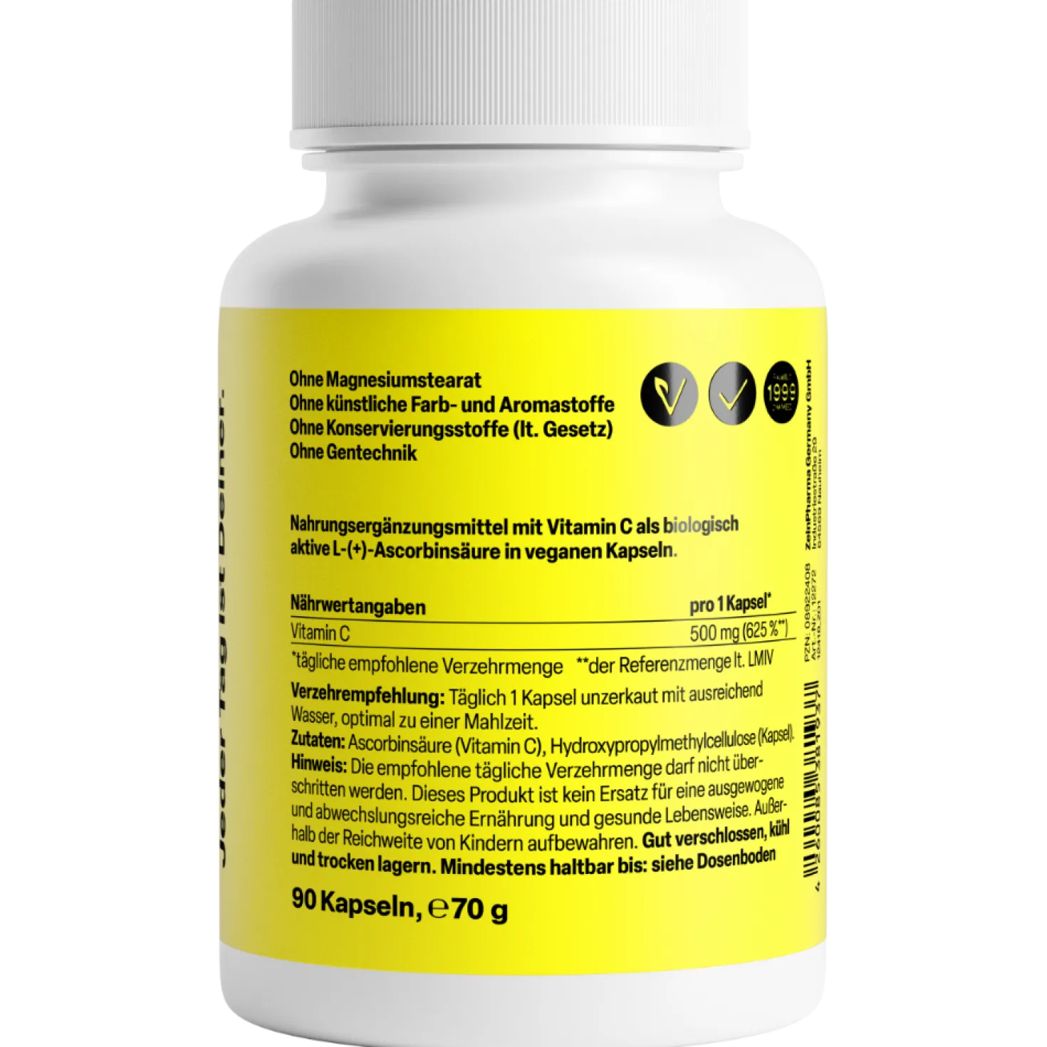 Vitamin C Kapseln 500mg (90 Kapseln)