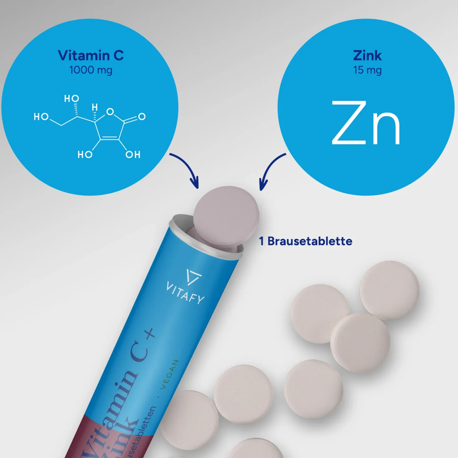 Vitamin C + Zink - Cassis (20 Brausetabletten)