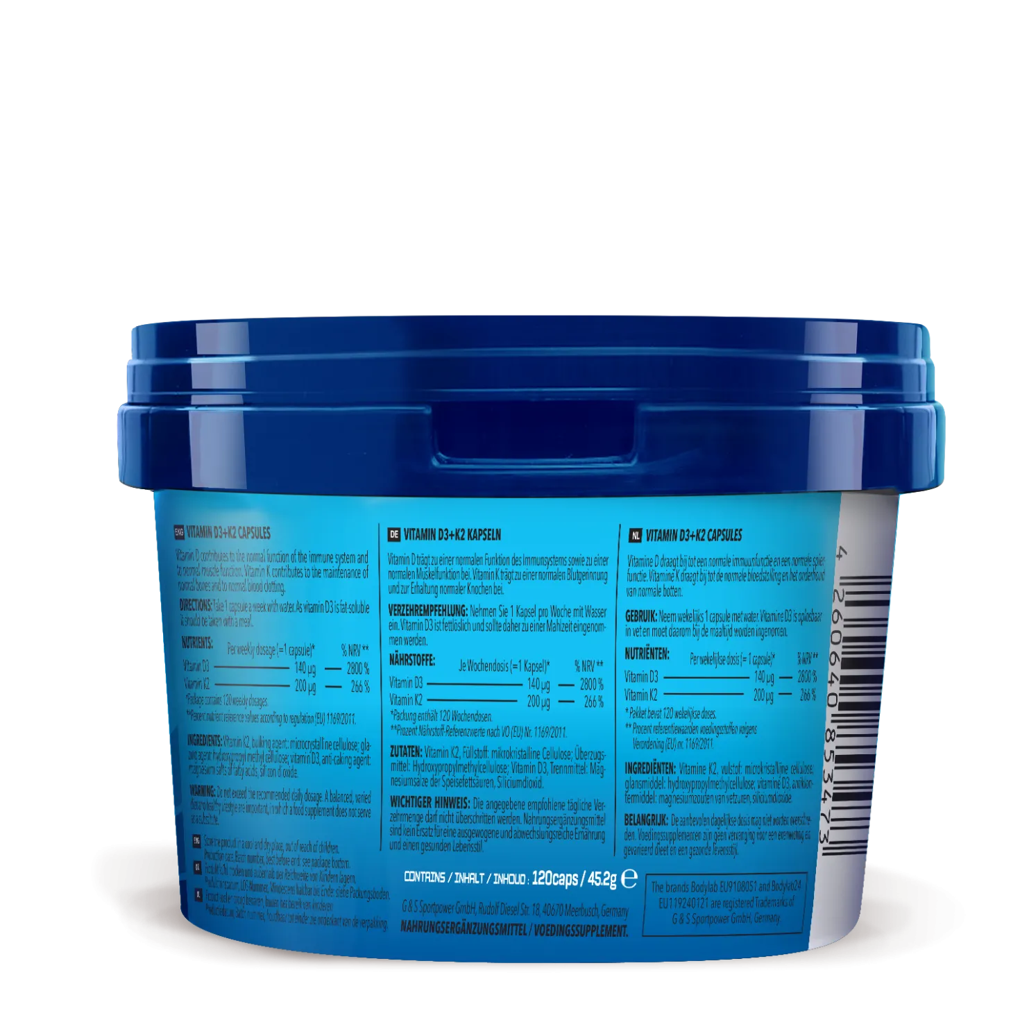 Vitamin D3 + K2 (120 Kapseln)