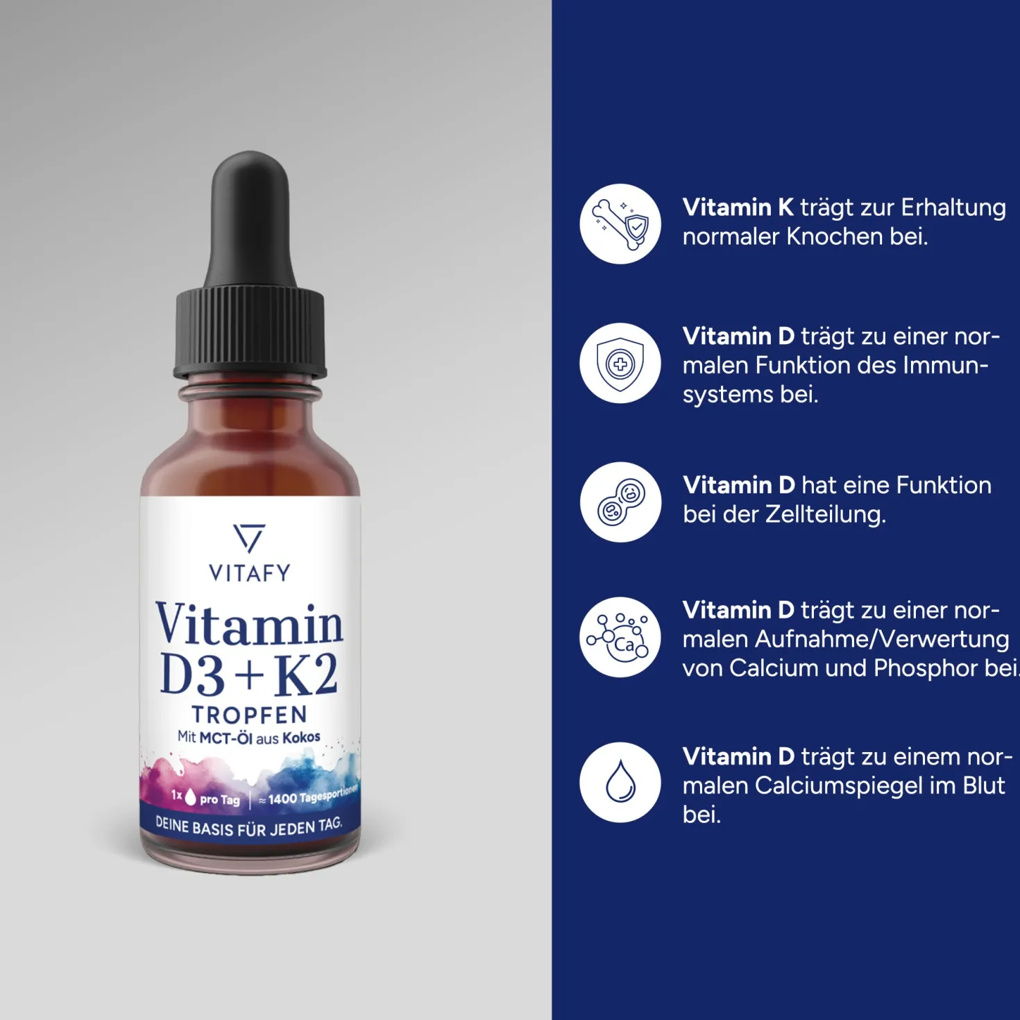 Vitamin D3 + K2 Öl Tropfen (50ml)