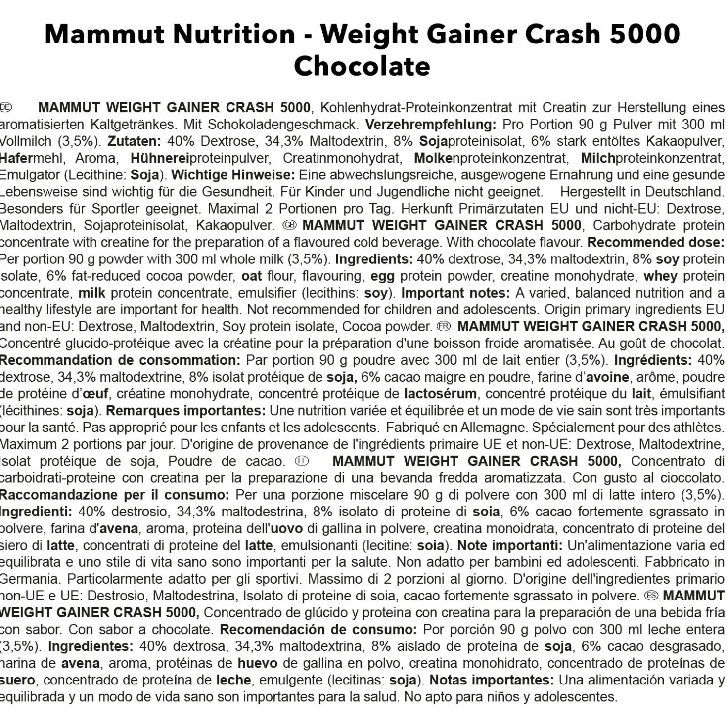 Weight Gainer Crash 5000 (4500g)