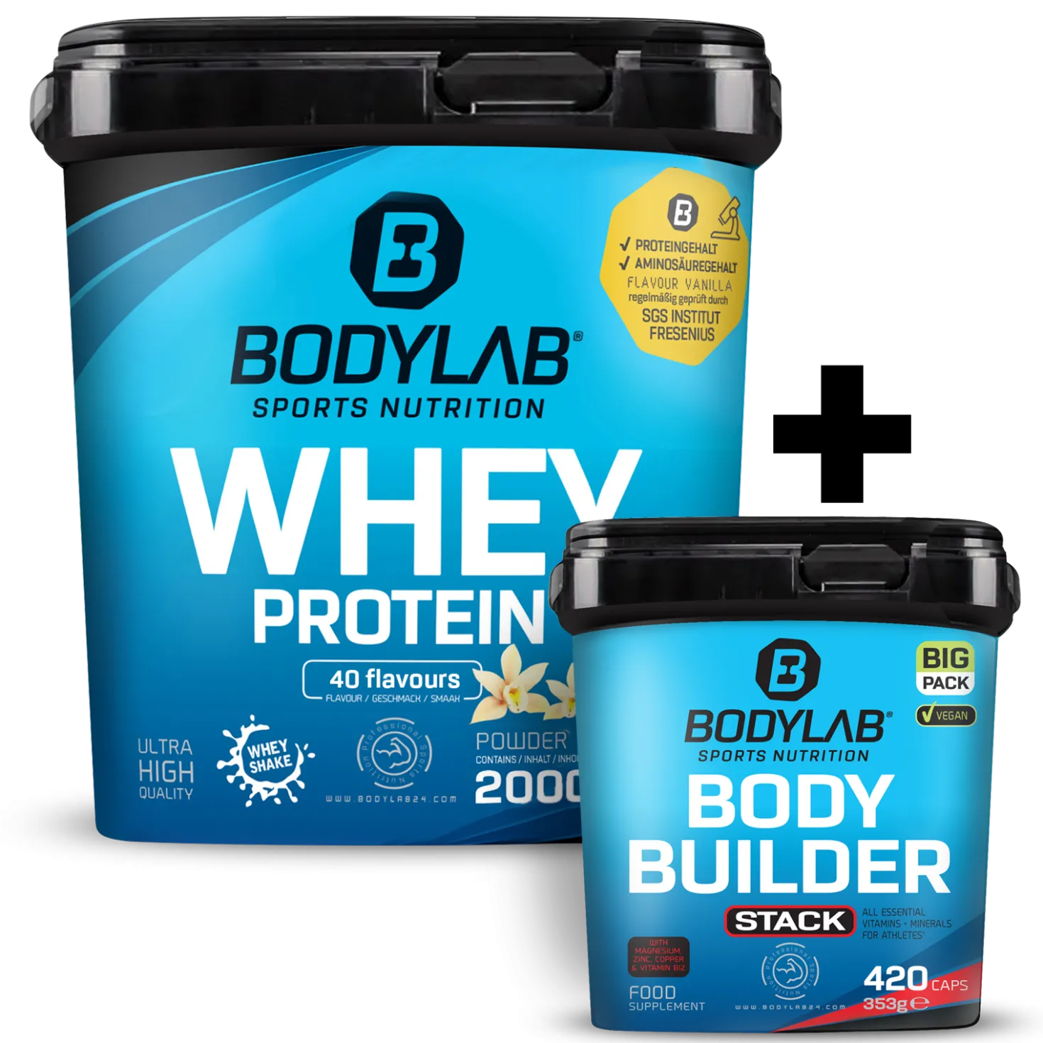 Whey + BIG PACK Bodybuilder Stack (420 Kapseln)