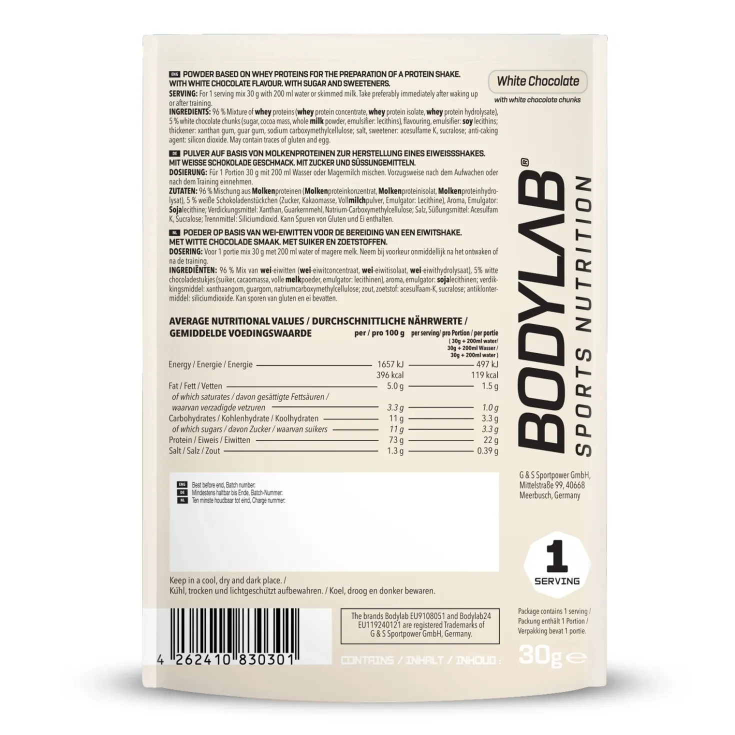 Whey Protein Probierboxen (8 Proben je 30g)