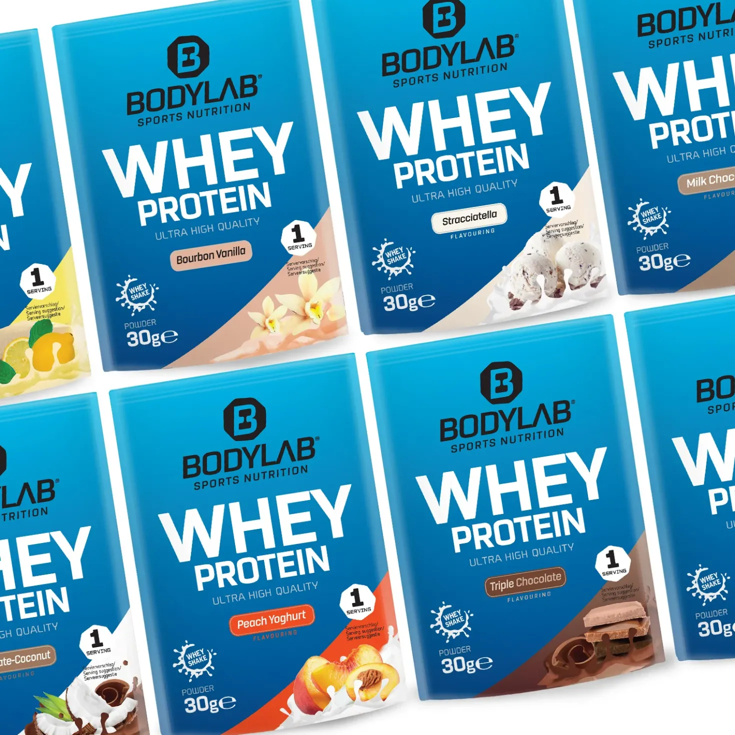 Whey Protein Probierboxen (8 Proben je 30g)