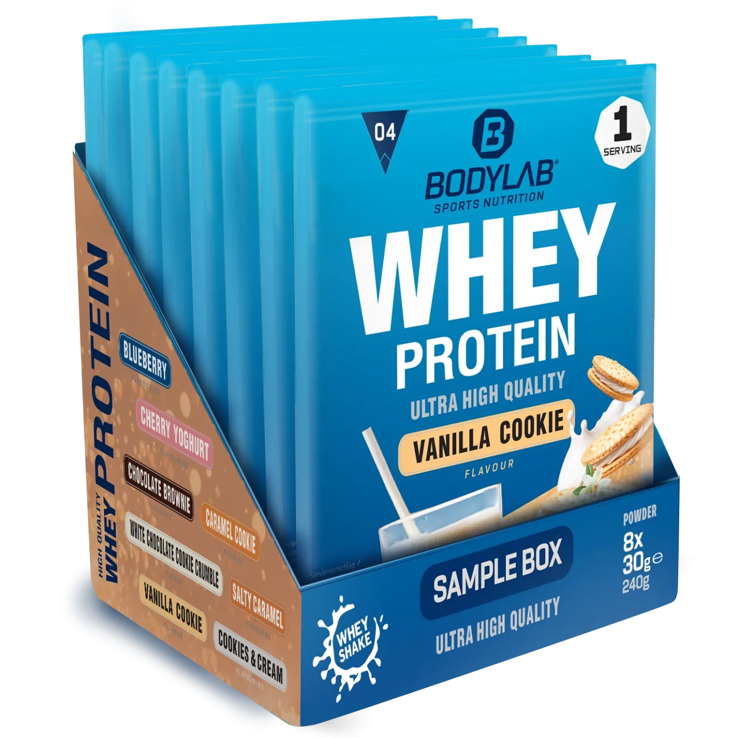 Whey Protein Probierboxen (8 Proben je 30g)