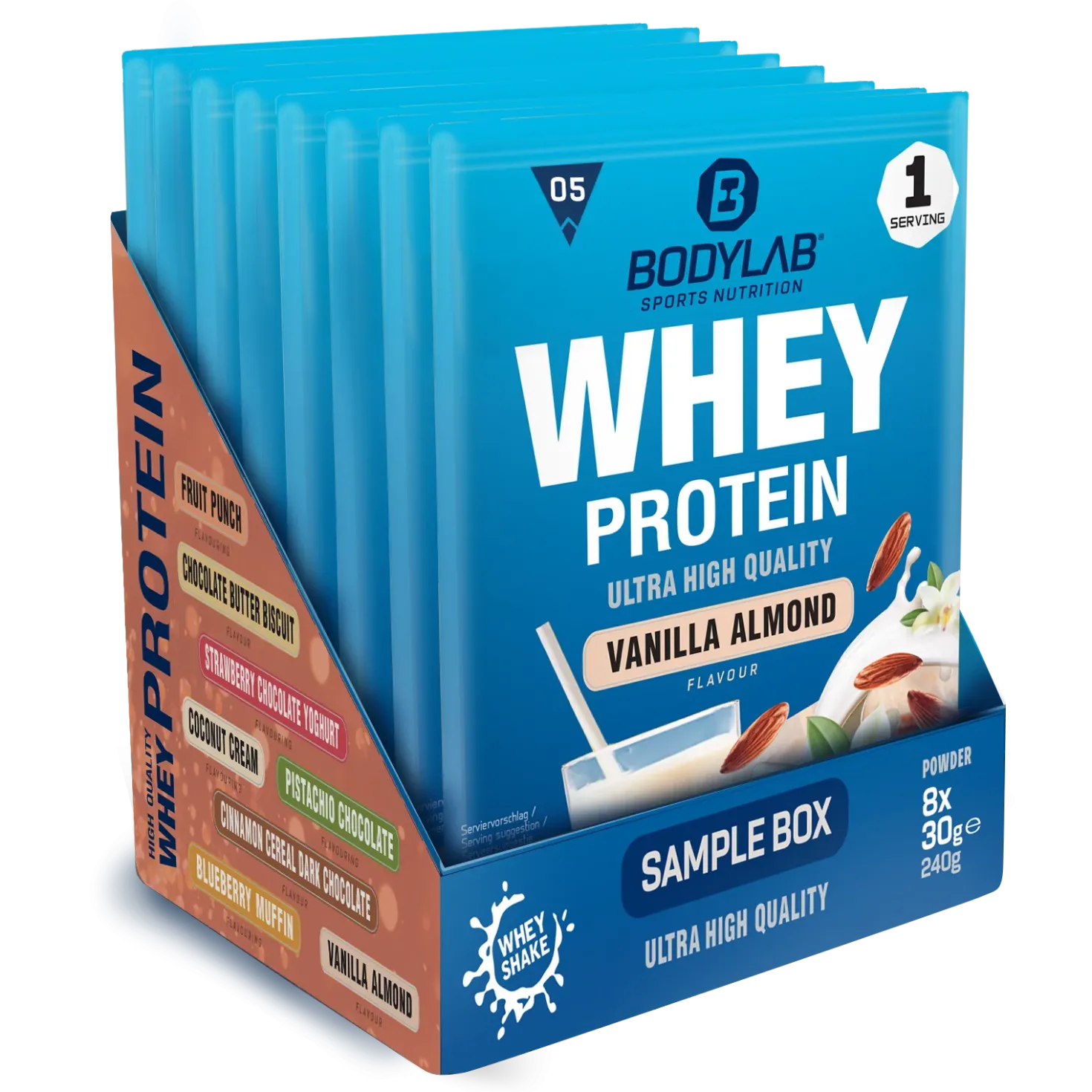 Whey Protein Probierboxen (8 Proben je 30g)