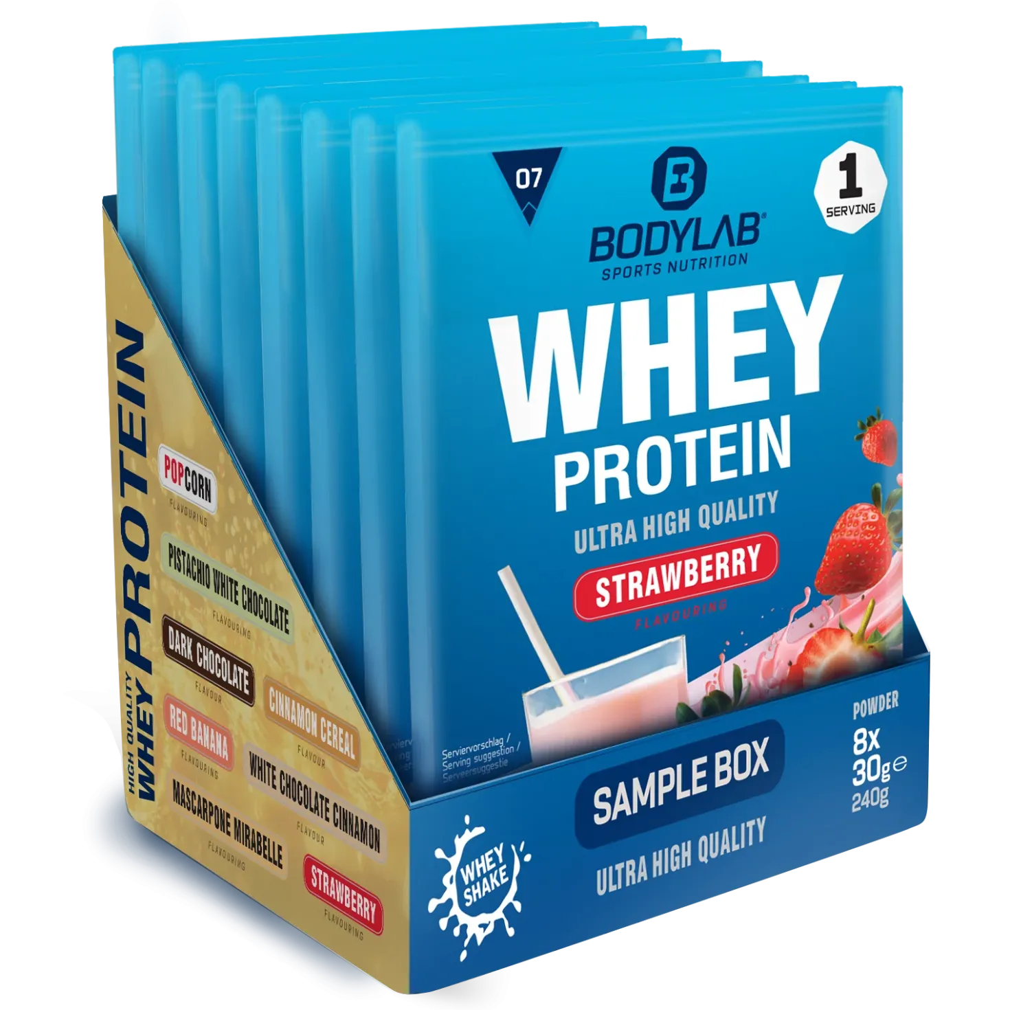 Whey Protein Probierboxen (8 Proben je 30g)