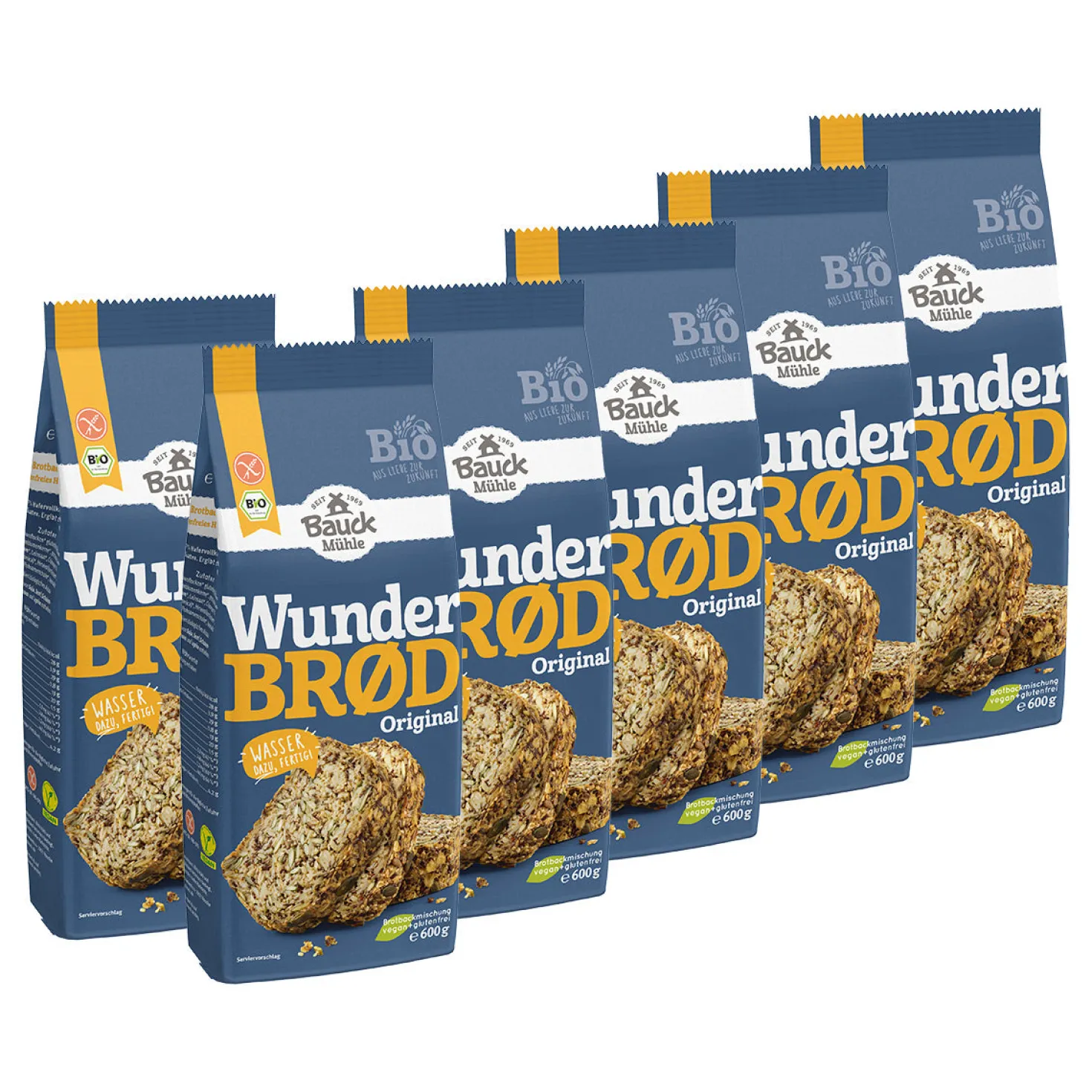 6 x Bio Backmischung Wunderbrød Haferflockenbrot (6x600g)