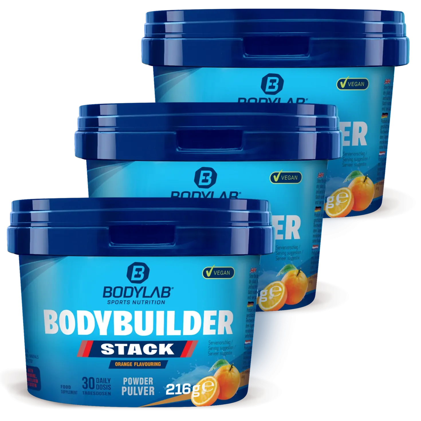 3 x Bodybuilder Stack Powder (je 216g)