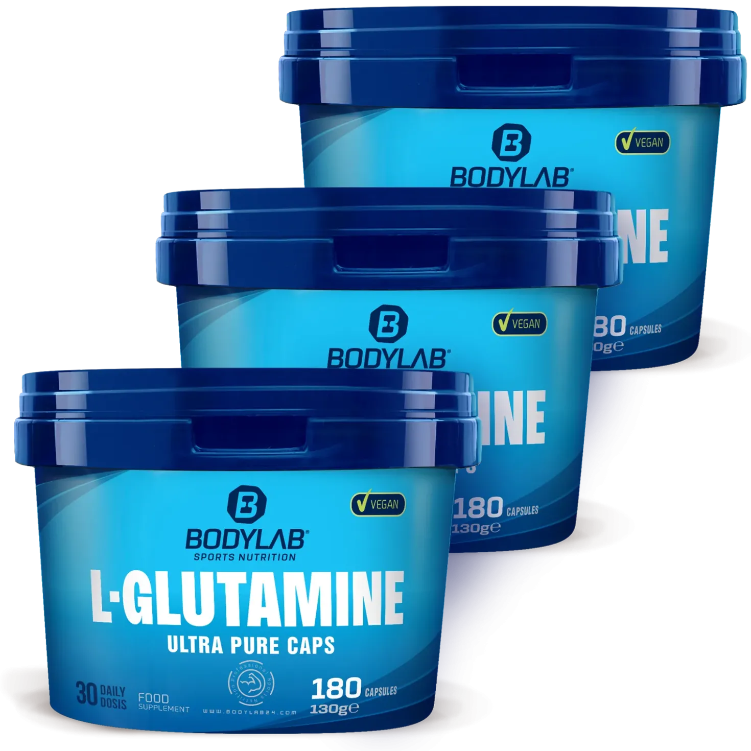 3 x Bodylab L-Glutamin (je 180 Kapseln)