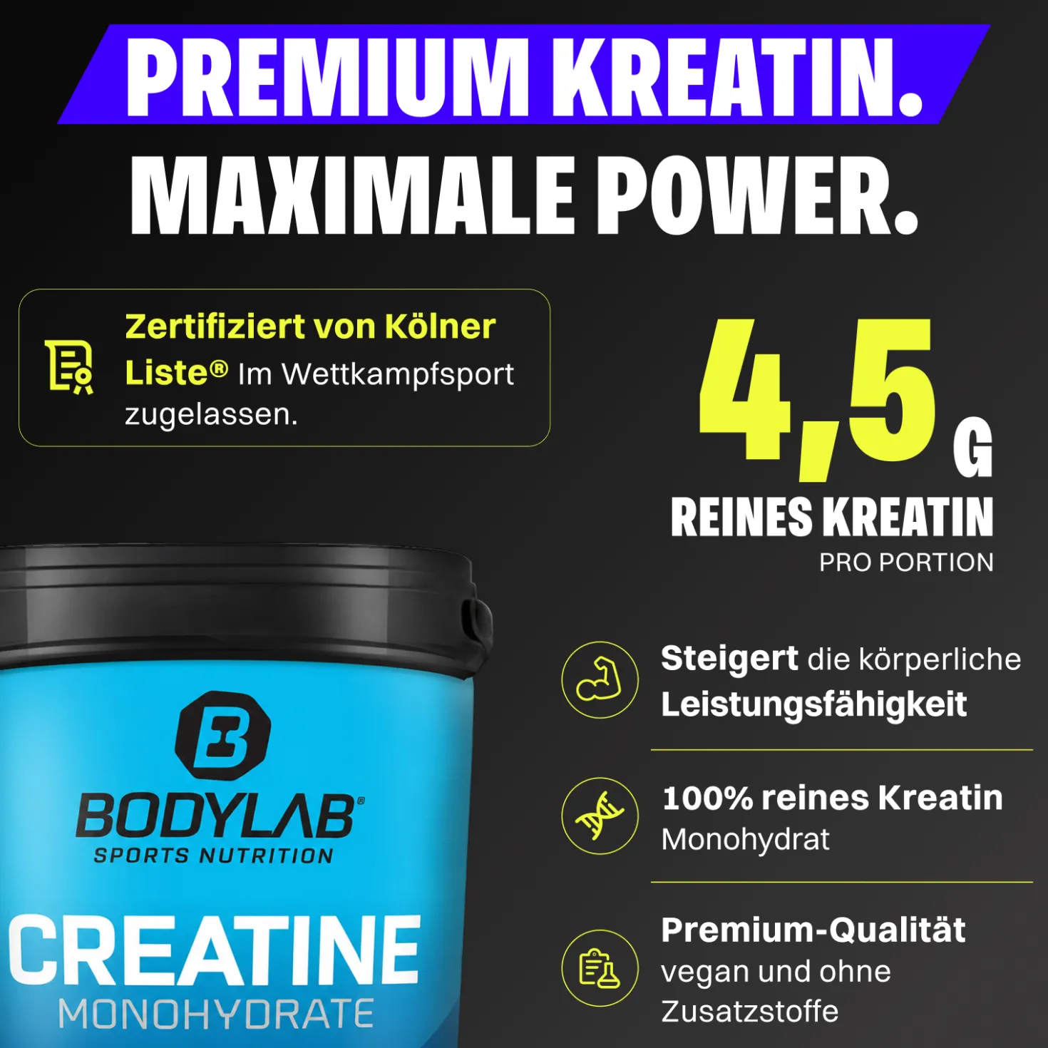 3 x Creatine Monohydrate - 100% Pure Powder (1000g)