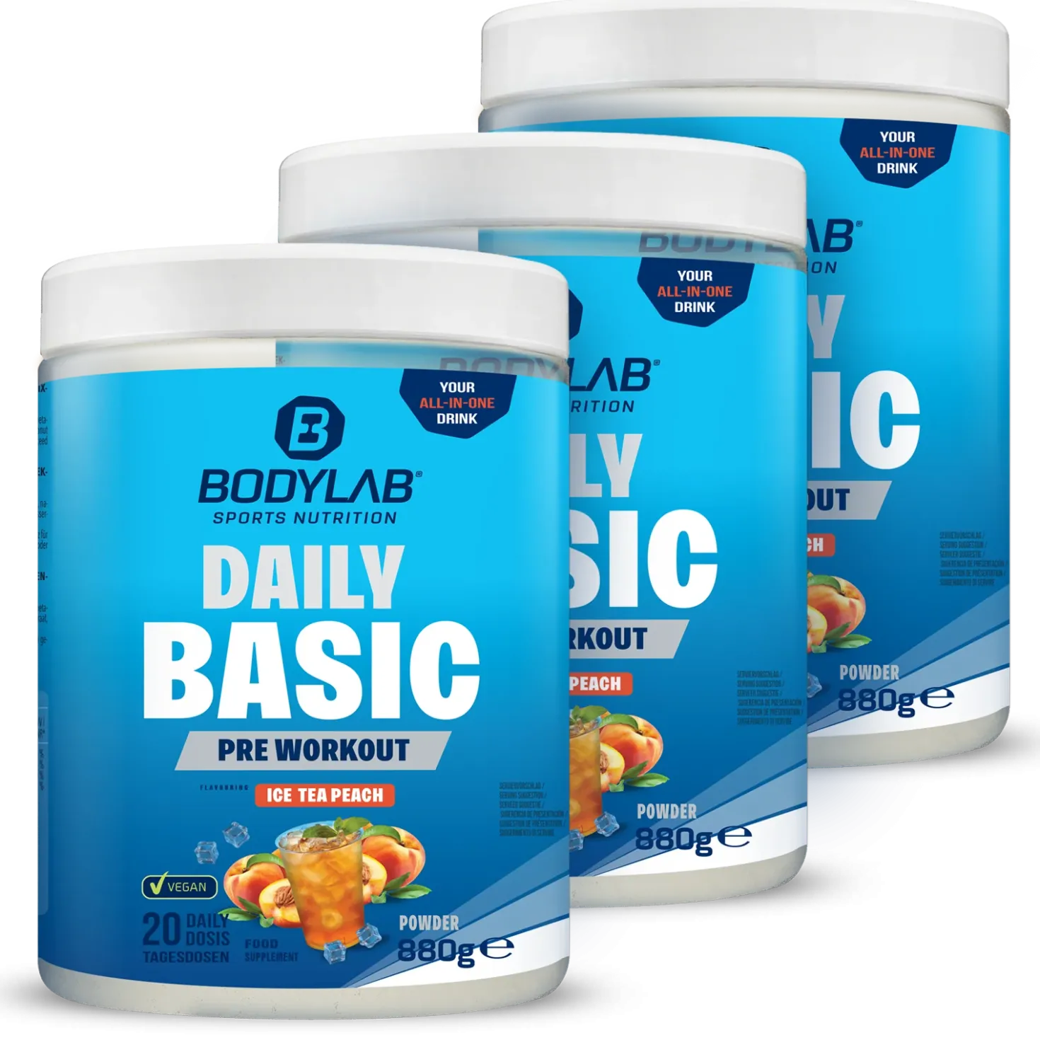 3 x Daily Basic Powder Ice Tea Peach (je 880g)