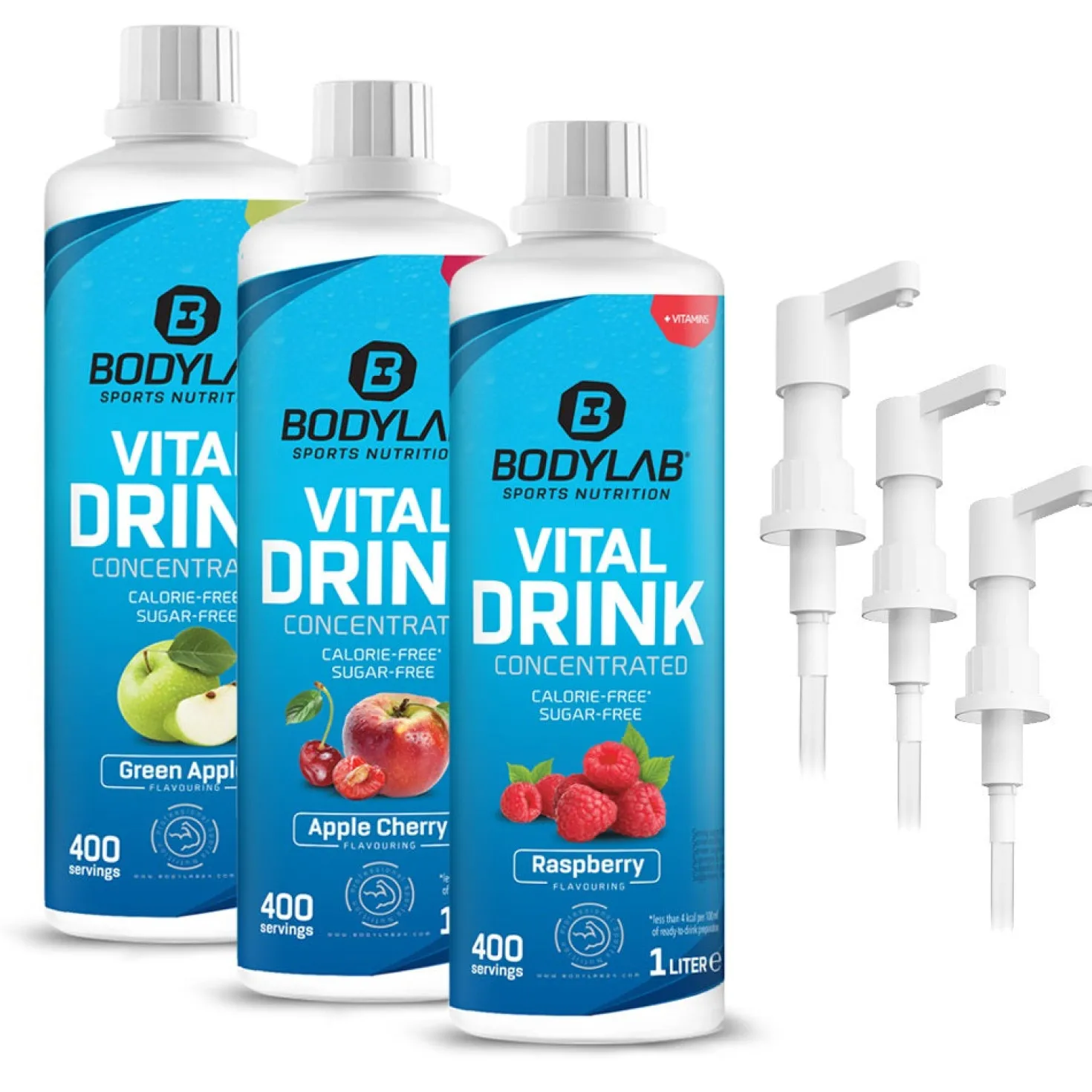 3 x Vital Zero Drink (je 1000ml) + 3 x Dosierpumpe/-spender