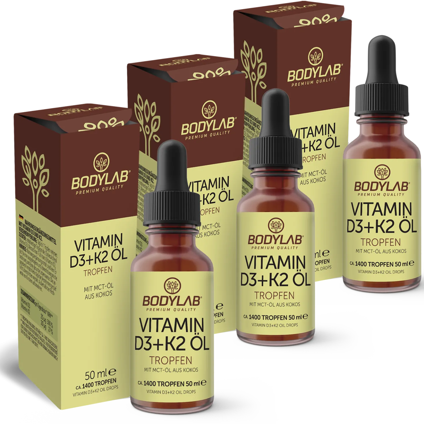3 x Vitamin D3 + K2 Öl Tropfen (3 x 50ml)