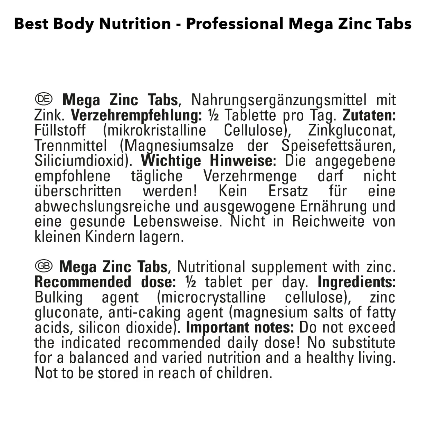 Zinc Tabs (150 Tabletten)