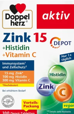 Zink 15 + Histidin + Vitamin C Depot (100 Tabletten)